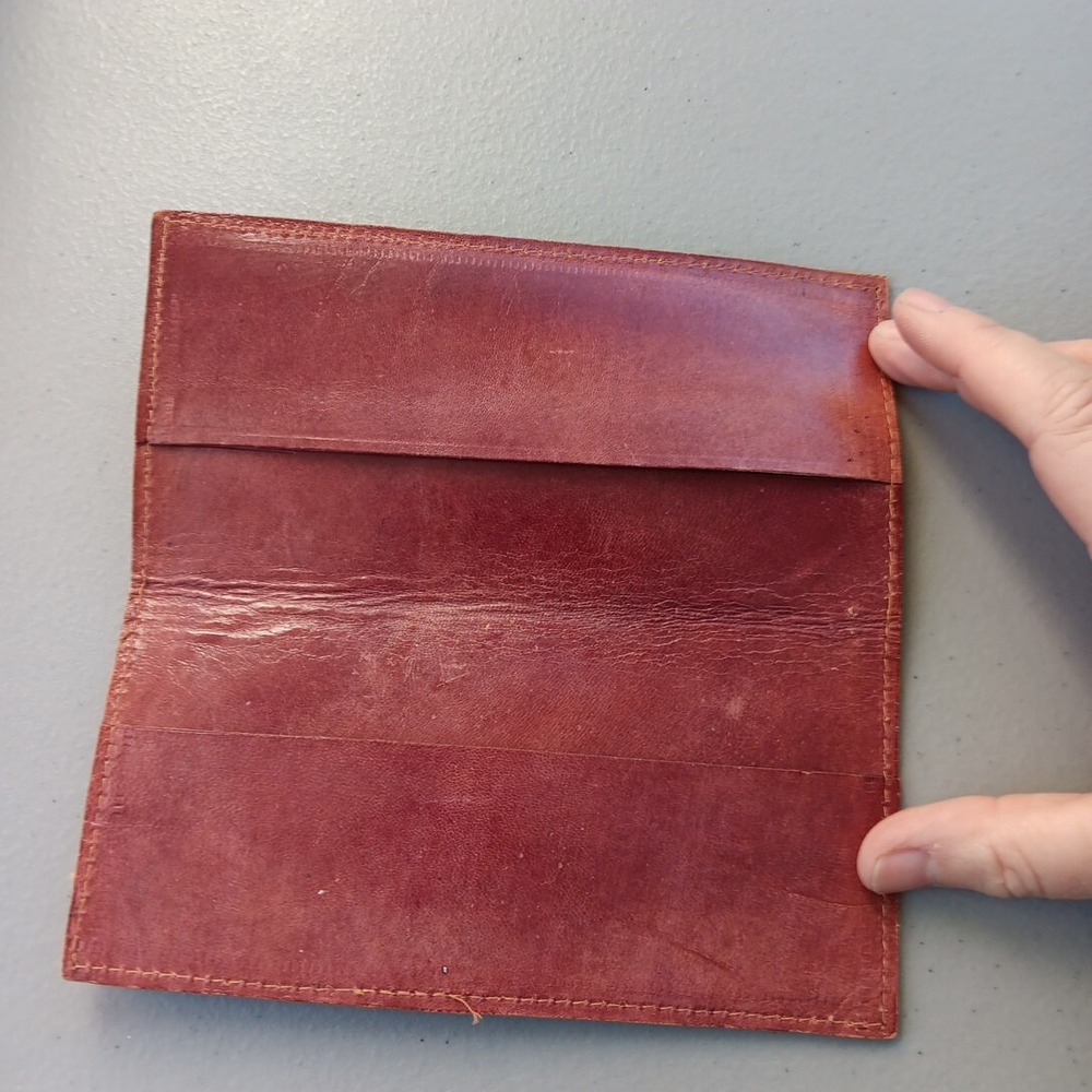 VTG‎ Hand Tooled Leather Wallet Billfold Bifold Coupon Holder Wiener Dog Crafted - Picture 3 of 8